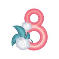 eight number and flowers vector