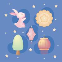 set of chinese moon festival vector