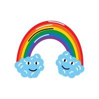 cute rainbow and clouds vector