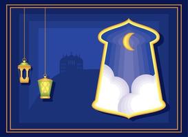 ramadan lanterns night vector