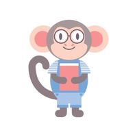 nerd monkey student vector