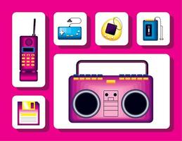 tech retro gadgets vector