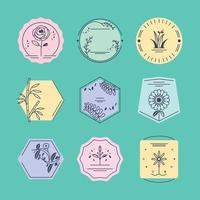 icons floral badges vector