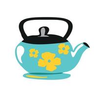 floral tea pot vector