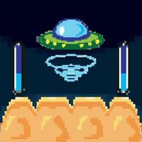 pixel game ufo vector