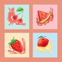 red fruits and splash vector