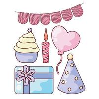 icons of cute birthday vector