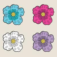 conjunto de varias ilustraciones de vectores de flores coloridas de jazmín