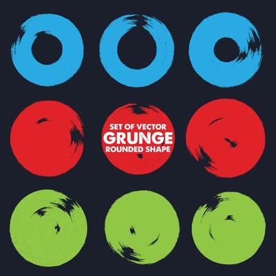 Set of Vector grunge circle, grunge round shape, grunge banner, Color circle brush stroke
