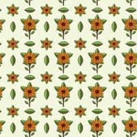 Botanical floral seamless pattern, wild meadow sunflower, isolated on  background, for book, cover, banner, textile, wrapping. Vector, eps 10 vector