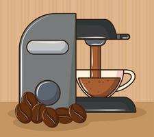 cafetera y frijoles vector