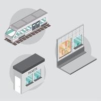 isometric subway train set vector