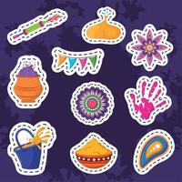 happy holi stickers vector