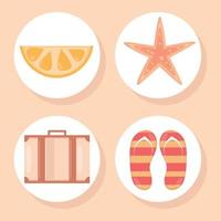 beach flat icons vector