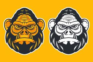 gorilla head mascot vector illustration cartoon style