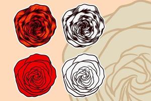 Rose flower vector illustration set