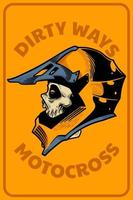 skull head with helm on card illustration vector