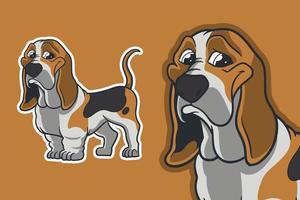 estilo de dibujos animados de ilustración de vector de perro basset hound
