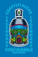 Lata de aerosol graffiti tarjeta mascota poster ilustración vectorial vector