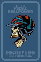 skull head with helm on card illustration vector