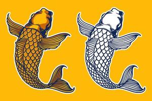 golden koi fish vector illustration cartoon style