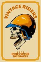 skull head with helm on card illustration vector