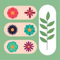 spring flowers icons vector