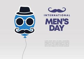 Men day background with moustache, balloon, hat and glasses vector
