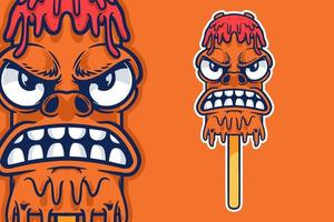 angry ice cream mascot vector illustration cartoon style