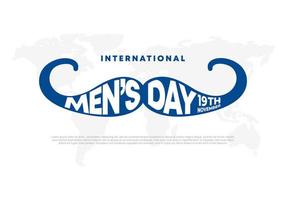 Men day background banner poster with big moustache on white color. vector