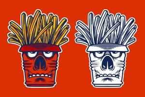 tribu papas fritas vector ilustración estilo de dibujos animados