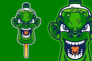 green orc energy drink mascot vector illustration cartoon style