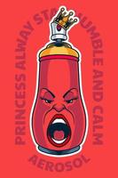 Lata de aerosol graffiti tarjeta mascota poster ilustración vectorial vector