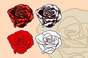 conjunto de ilustración de vector de flor rosa