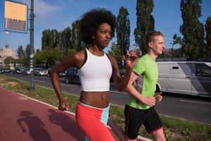 multiethnic group of people on the jogging photo