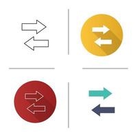 Horizontal swap icon. Exchange arrows. Horizontal flip. Flat design, linear and color styles. Isolated vector illustrations