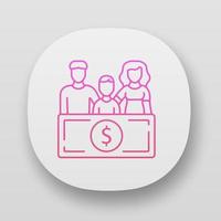 Family sponsorship immigration app icon. Migration program. Express entry. Family trip, vacation. Travelling abroad. UIUX user interface. Web or mobile applications. Vector isolated illustrations