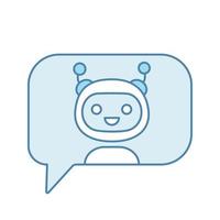 Chatbot in speech bubble color icon. Thin line illustration. Talkbot. Virtual assistant. Online support service. Modern robot. Isolated vector illustration