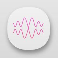 Sound, audio wave app icon. UIUX user interface. Vibration, noise amplitude. Music rhythm frequency. Radio signal, voice recording logo. Web or mobile applications. Vector isolated illustration