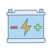 Accumulator color icon. Automotive battery. Power supply. Energy accumulation. Lead acid battery. Isolated vector illustration