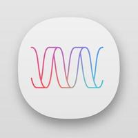 Sound wave app icon. UIUX user interface. Wavy ribbon line. Music, melody rhythm digital soundwave. Soundtrack playing abstract waveform. Web or mobile applications. Vector isolated illustration