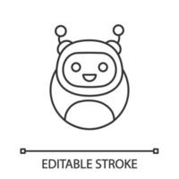 Chatbot linear icon. Thin line illustration. Modern robot. Talkbot. Online helper. Virtual assistant. Digital service support. Contour symbol. Vector isolated outline drawing. Editable stroke