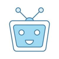 Chatbot color icon. Talkbot. Modern robot. TV laughing chat bot. Virtual assistant. Conversational agent. Isolated vector illustration