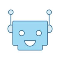 Chatbot color icon. Talkbot. Modern robot. Square head laughing chat bot. Virtual assistant. Conversational agent. Isolated vector illustration