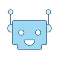 Chatbot color icon. Talkbot. Modern robot. Square head laughing chat bot. Virtual assistant. Conversational agent. Isolated vector illustration