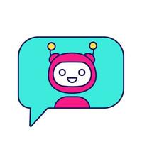 Chatbot in speech bubble color icon. Thin line illustration. Talkbot. Virtual assistant. Online support service. Modern robot. Isolated vector illustration