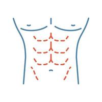 Male body contouring surgery color icon. Coolsculpting. Male tummy tuck. Mens abdominoplasty. Plastic surgery for men. Isolated vector illustration