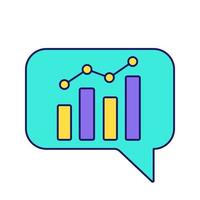 Chatbot graph color icon. Chat bot diagram and analytics. Virtual assistant. Trading bot. Isolated vector illustration