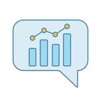 Chatbot graph color icon. Chat bot diagram and analytics. Virtual assistant. Trading bot. Isolated vector illustration