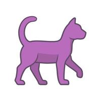 Witch cat purple color icon. Sorceress pet. Magic cat. Witchcraft and sorcery symbol. Isolated vector illustration